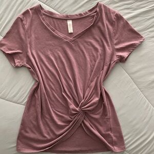 Altar'd State Pink Tie Front Short Sleeve Tee